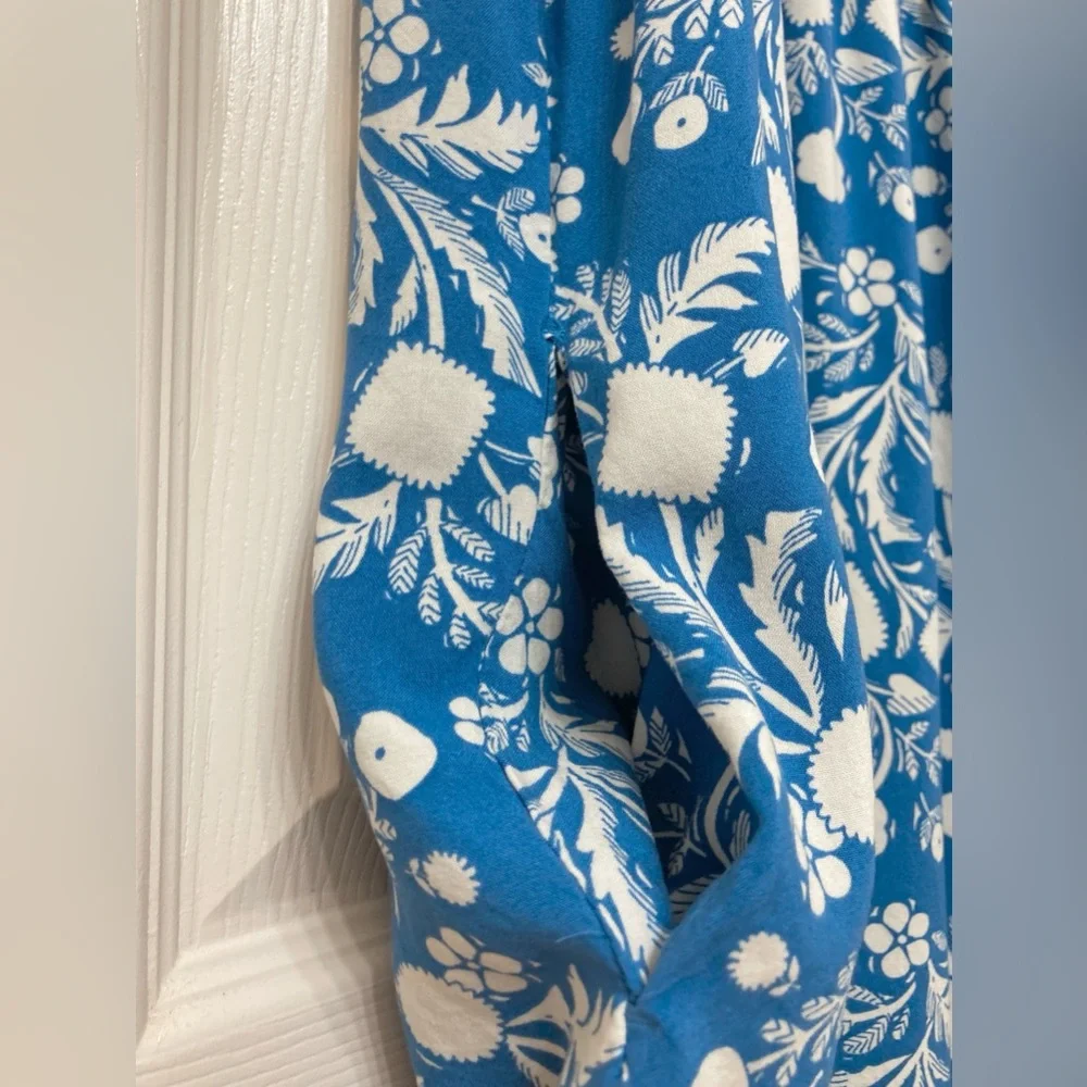 Croft & Barrow Blue Floral Smocked Sleeveless Midi Dress 2X Prairie Cottagecore - Picture 3 of 8